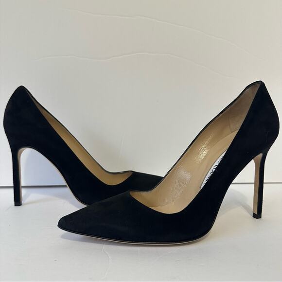 Manolo Blahnik BB 105mm Suede Pumps Black size IT 38 Heels Italy Classic Luxury - Picture 3 of 9